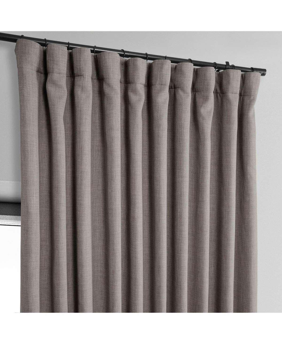 Half Price Drapes Mink Extra Wide Textured Faux Linen Room Darkening Curtain In Multi