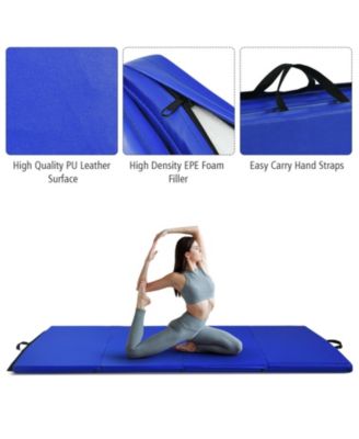 Gymnastics PU Mat  Thick Folding Panel Gym Fitness Exercise-Navy