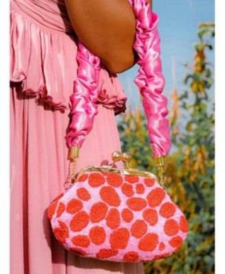 ARNOLDI Daisy Hand-beaded Clutch Bag In Pink & Red