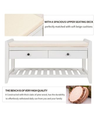 Entryway Storage Bench with Cushion Drawers and Shoe Rack for Organized Seating and Footwear Storage in Small Spaces-The Pop Home