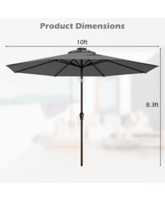 10FT Solar Umbrella LED Market Steel Tilt w/ Crank Patio
