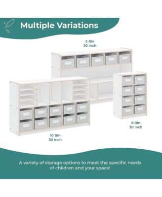 EdQ Shelves and 5 Bin Storage Unit 30" - Natural: Children's Wooden Toy Storage Organizer for Kids' Bedrooms and Playrooms