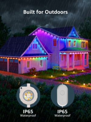 E1 AI Permanent Outdoor Lights APP Control, 50ft Smart RGB+IC Christmas House Lights with 30 Warm/Cool White LED Pucks, Alexa Google Enabled, AI Generated Lighting LLM, NO Remote, 2.4 GHz WiFi