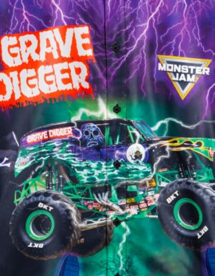 Boys Grave Digger Hawaiian Button Down Dress Shirt