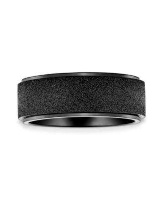 Plain Titanium Promise Band Ring Beveled Gunmetal Tone Size 6-14