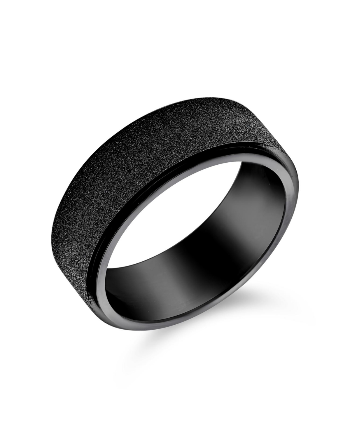 Bling Jewelry Plain Titanium Promise Band Ring Beveled Gunmetal Black Silver Tone Size 6-14