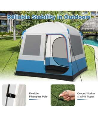 5 Person Camping Tent with Mesh Windows and Carrying Bag for Camping Hiking Traveling-White
