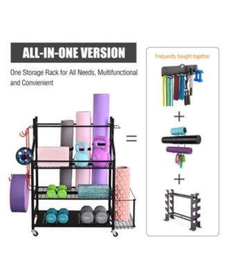 3- Tier Yoga Mat Home Gym Storage Rack, Large Capacity Dumbbell Rack for Home