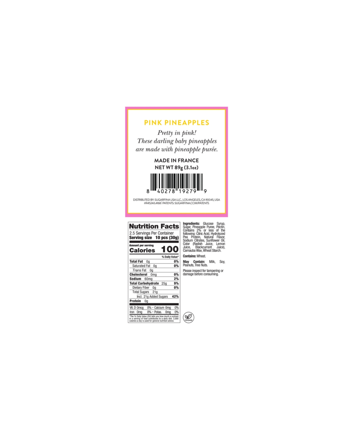 Sugarfina Pink Pineapples Small Cube Kit, 3 Pieces