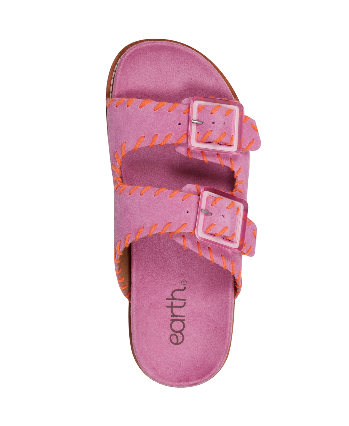 EARTH WOMEN'S FAUSTO STITCHED DOUBLE BAND SLIP-ON SANDALS 