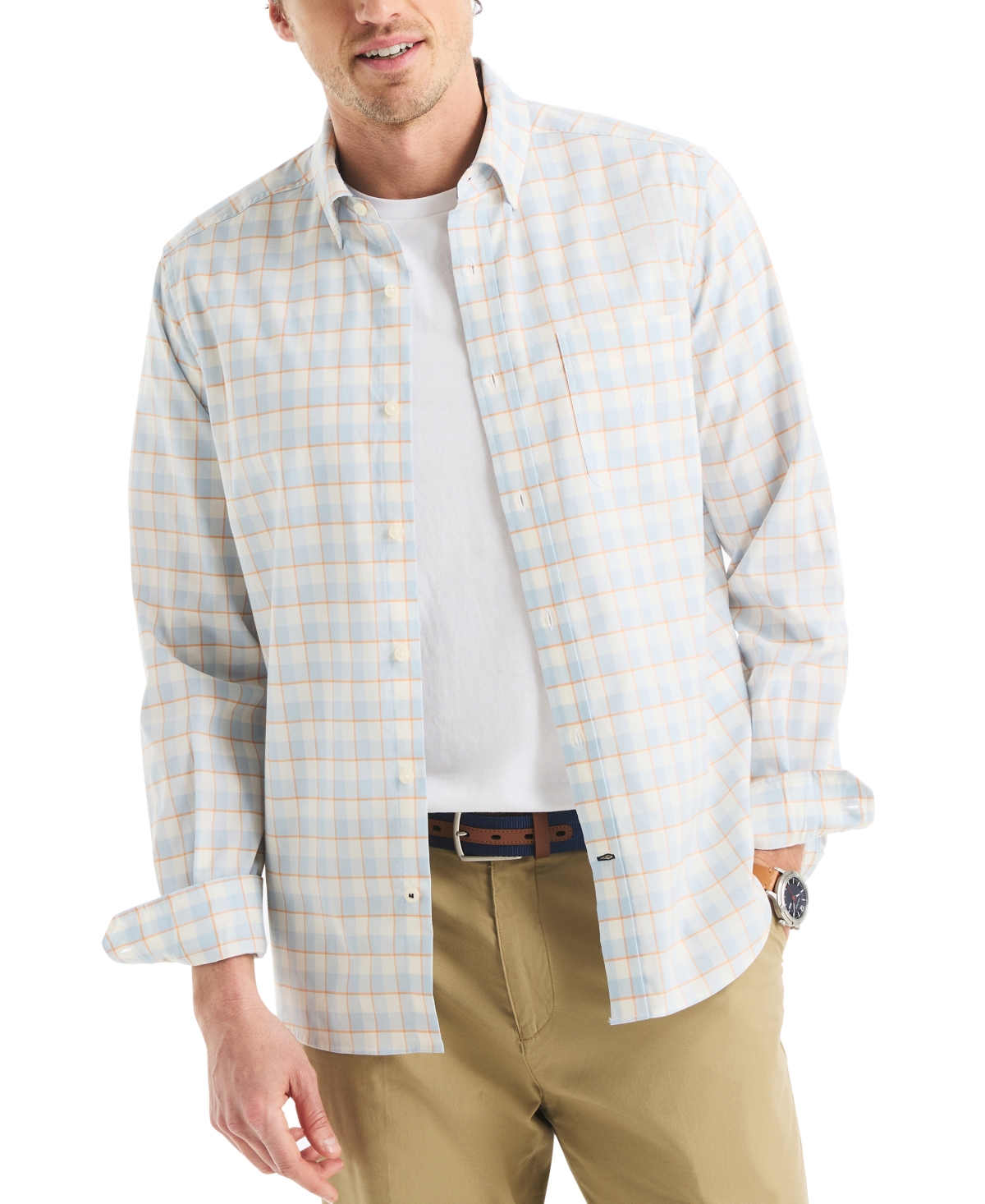 Nautica Men's Classic-fit Stretch Plaid Button-down Shirt