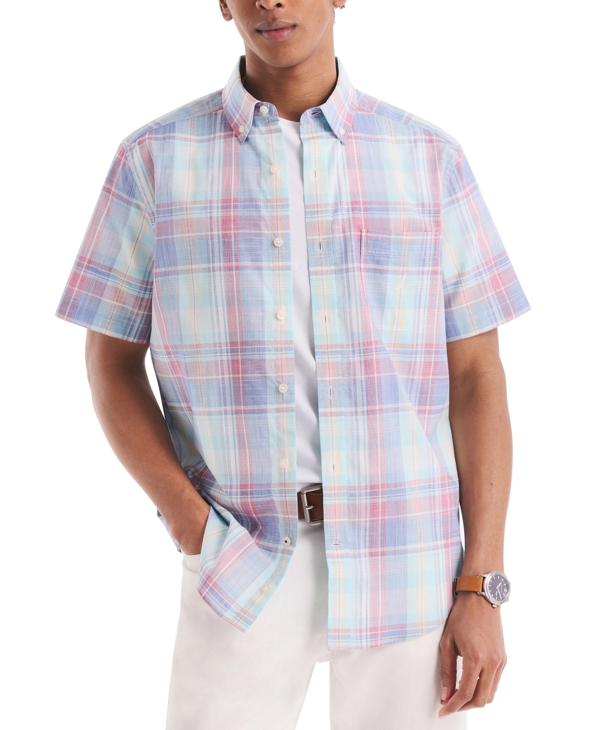 Nautica Men's Classic-fit Plaid Button-down Poplin Shirt