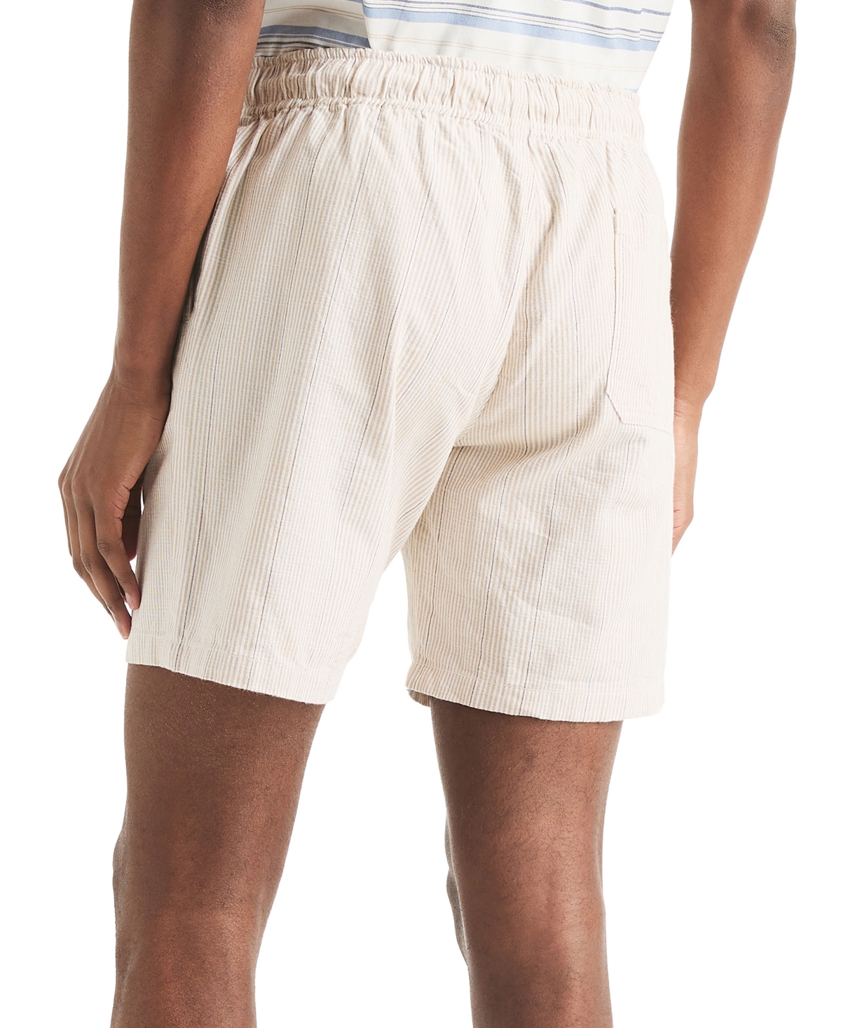 Nautica 7" Striped Textured Pull-on Short In White
