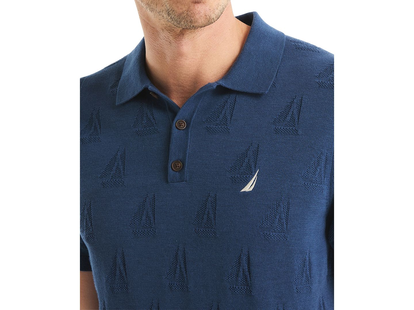 Мужской свитер Nautica Sailboat Textured Sweater Polo Shirt, цвет: Синий — фото 3