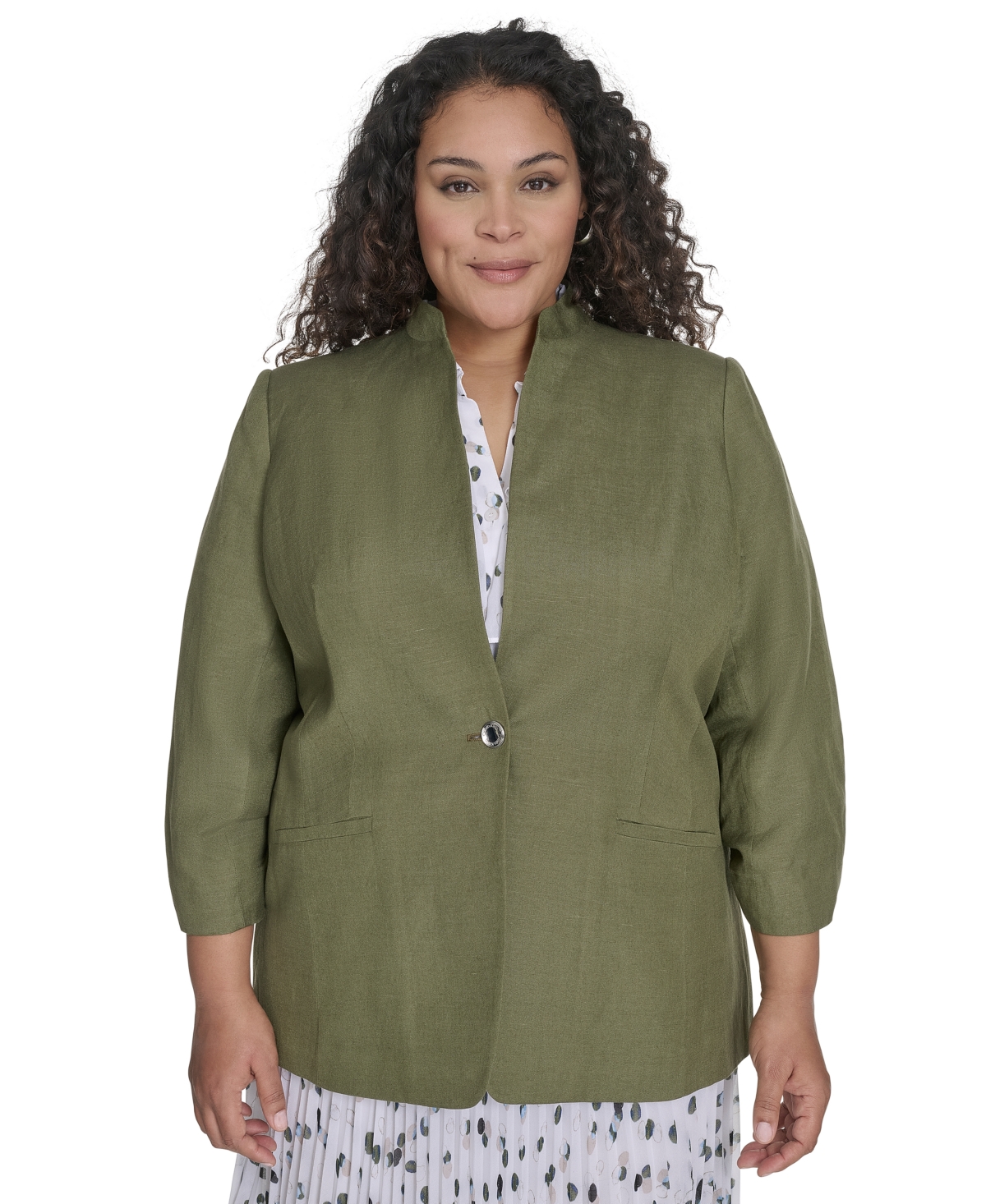 Calvin Klein Plus Size Linen-blend Blazer