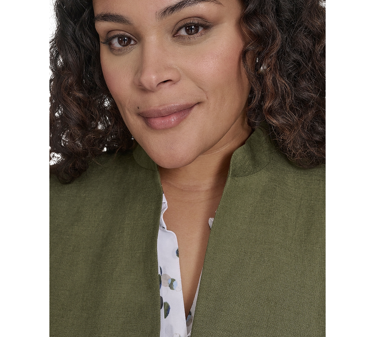 CALVIN KLEIN PLUS SIZE LINEN-BLEND BLAZER 