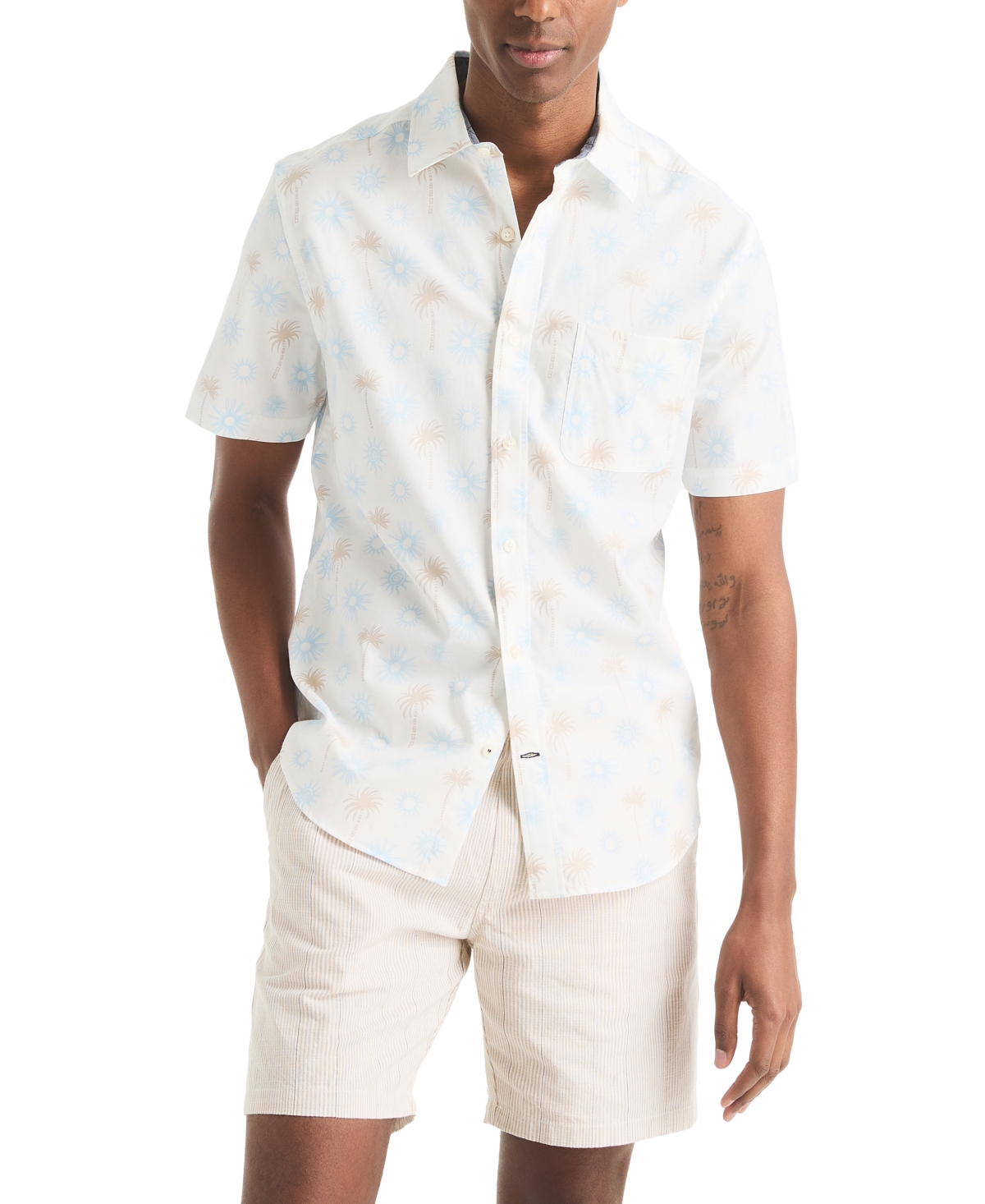 Men's Classic-Fit Tropical-Print Shirt - Sail White