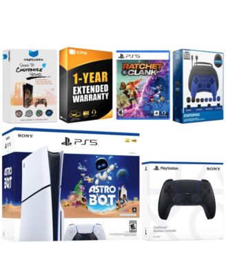 PlayStation 5 Slim Disc Astro Bot, Rachet and Clank Bundle with Extra Volcanic Red Controller, Pro Gamer Starter Kit, MightySkins Code and 1 Year