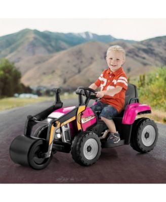 12V Kids Ride on Road Roller with 2.4G Remote Control-Pink