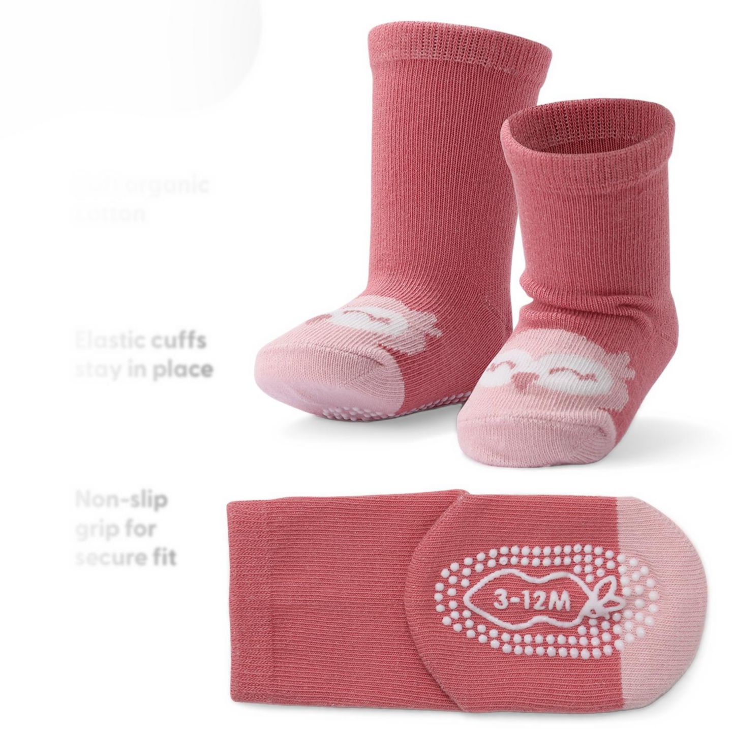 Детские хлопковые носки The Peanutshell для девочки, 12 пар, Blush/Mauve — фото 2