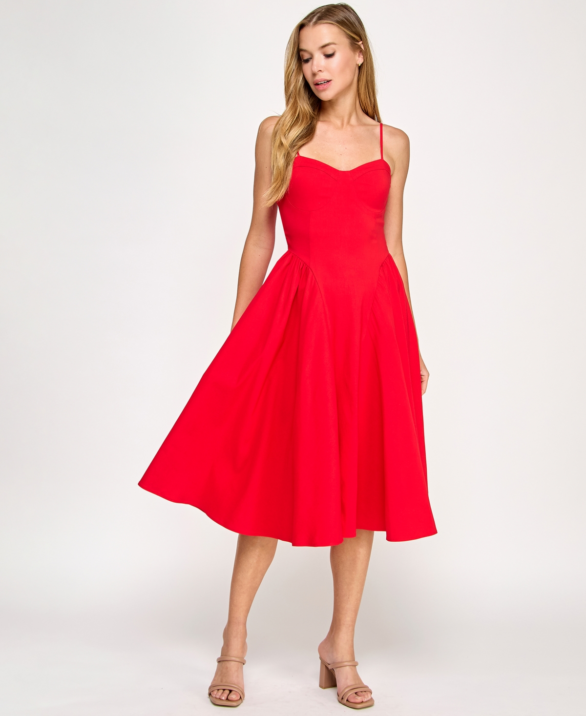 KATIA RAE JUNIORS' SWEETHEART-NECK BOW-BACK DRESS 