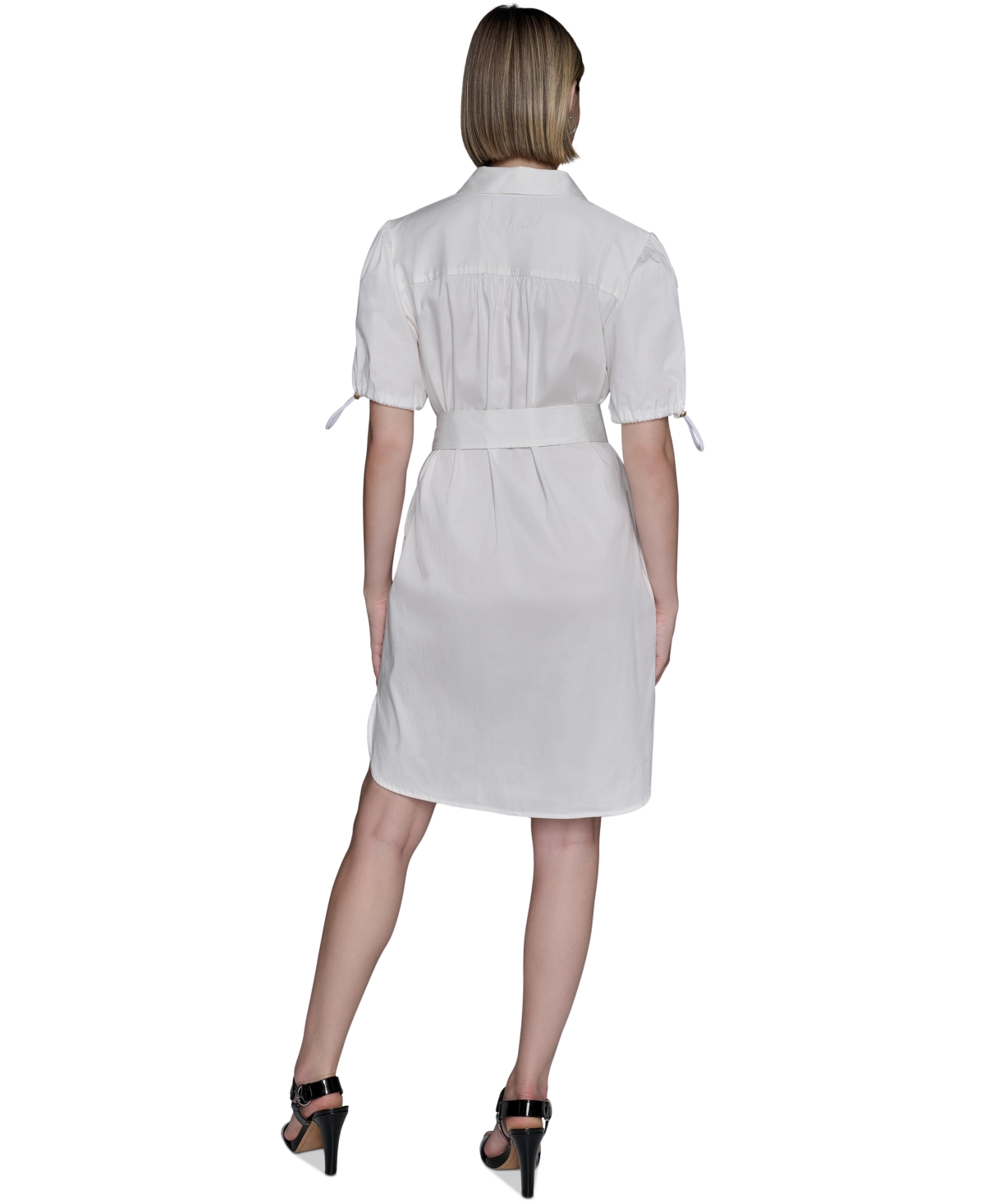 Karl Lagerfeld Womens Embroidered Cotton Shirtdress Xs P Xl In Gray
