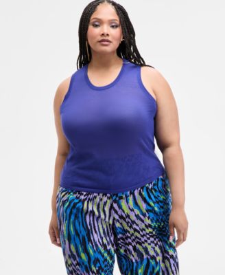 Trendy Plus Size Sheer Sweater-Knit Tank
