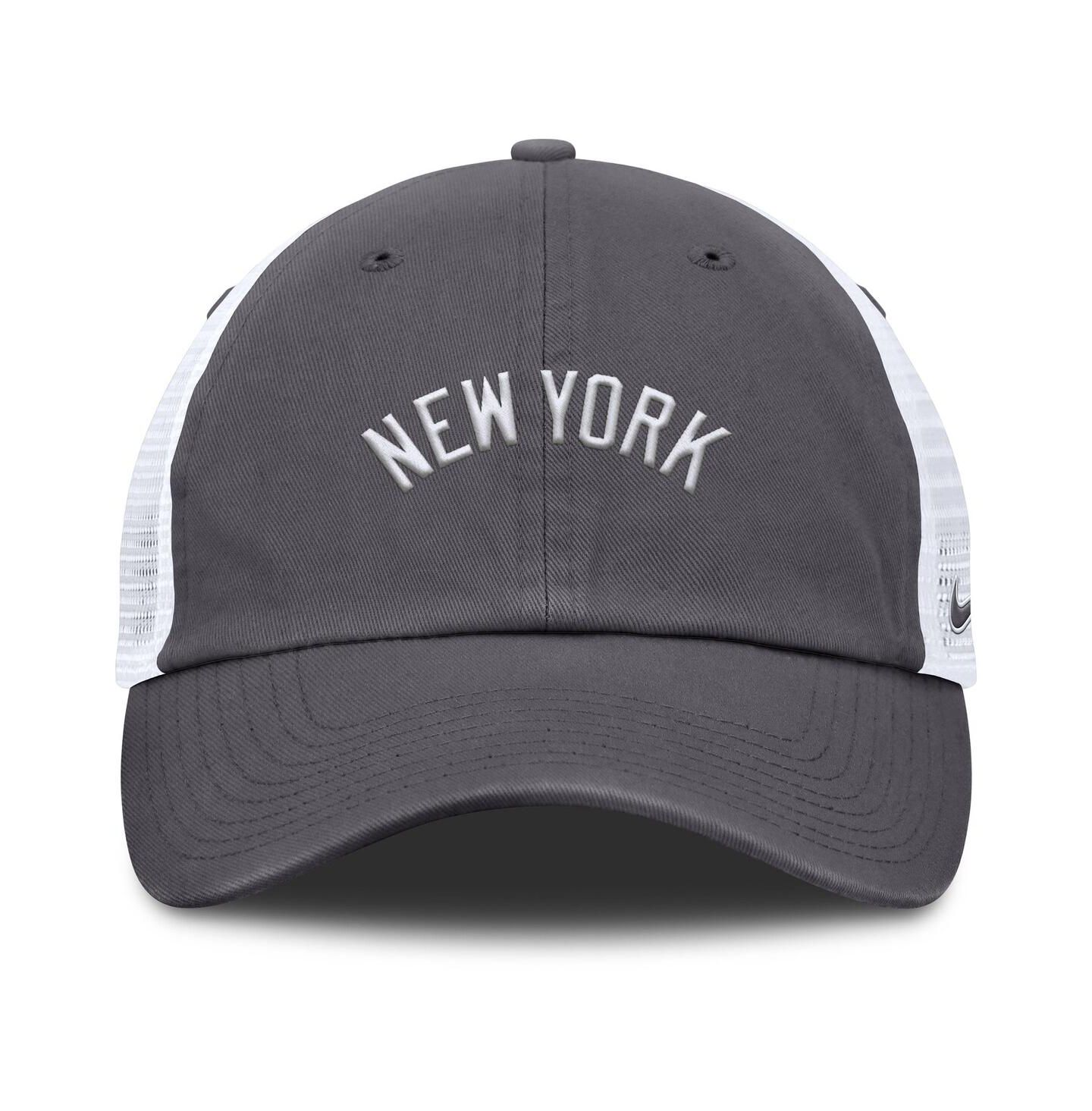 Мужская кепка Nike Gray New York Yankees Wordmark Club Adjustable Trucker Hat — фото 2