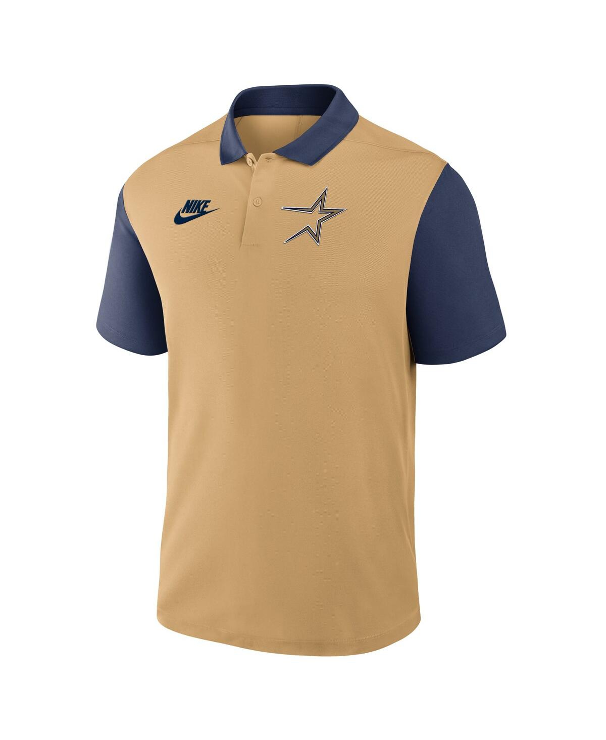 Nike Men's Gold/navy Houston Astros Cooperstown Collection Color-block Victory Performance Polo Shirt In Gold,navy