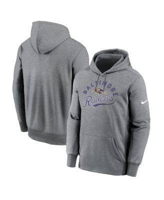 Nike - Men's Heather Gray Baltimore Ravens Performance Fleece Pullover Hoodie