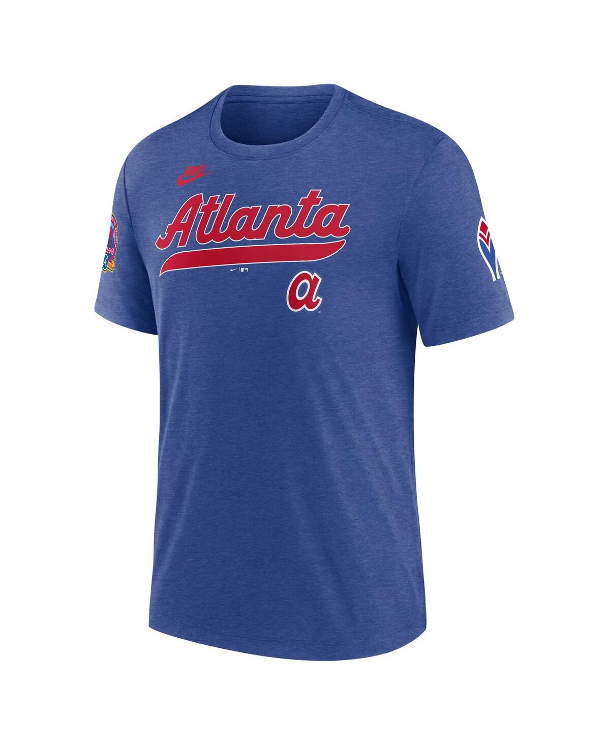 Nike Heather Royal Atlanta Braves Cooperstown Collection Eras Tri-blend T-shirt In Blue