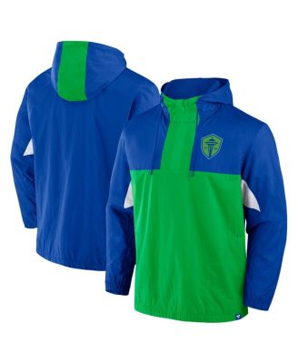 Fanatics - Men's Royal Seattle Sounders FC Free Kick Woven Quarter-Zip Hoodie Jacket