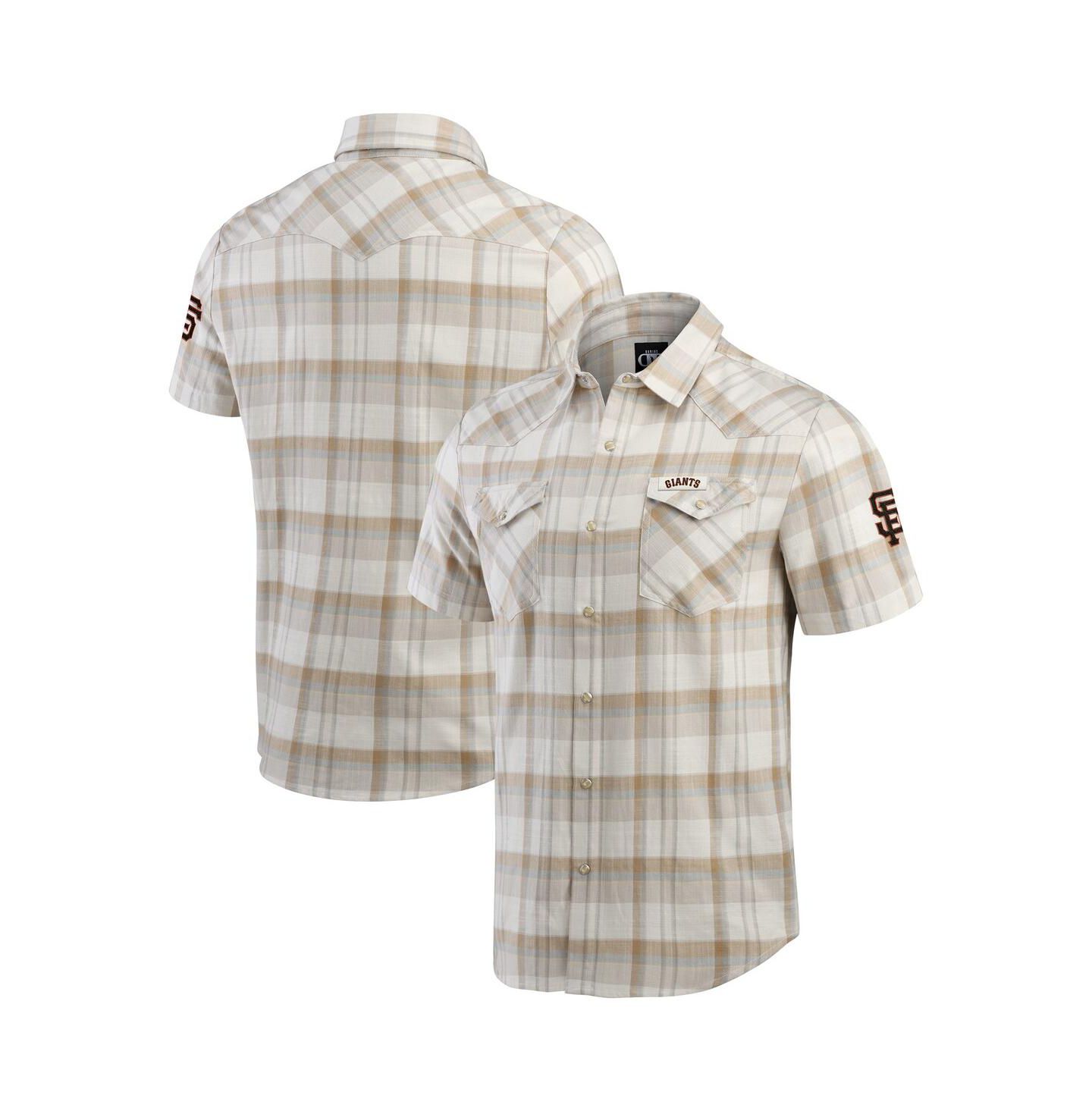 Мужская рубашка Fanatics Gray San Francisco Giants Plaid Full-Snap — фото 1