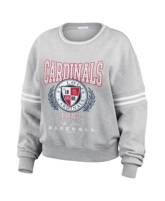 Women's Heather Gray St. Louis Cardinals Domestic Crest Pullover Sweatshirt