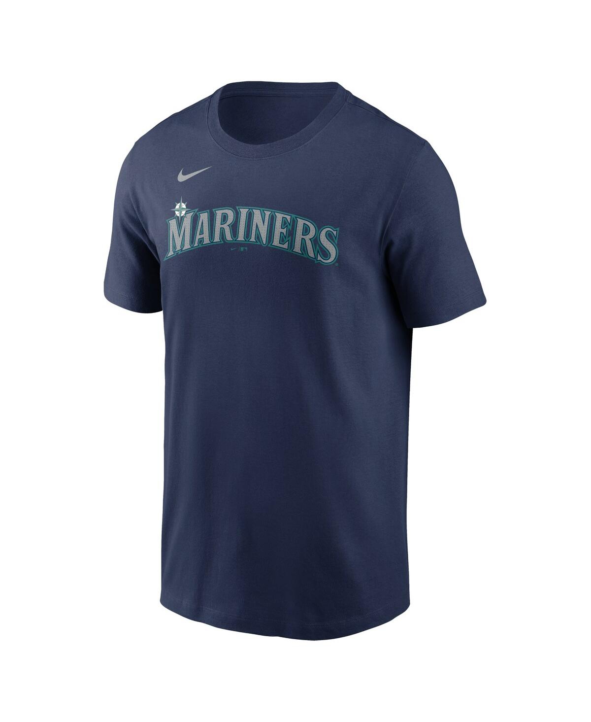 Nike Seattle Mariners Men's Swoosh Wordmark T-shirt In Blue