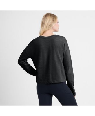 Women's Black Vegas Golden Knights Oversized All Out Effort Long Sleeve Henley T-Shirt