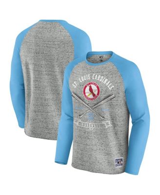 Fanatics - Men's Heather Gray St. Louis Cardinals Raw Edge Raglan Long Sleeve Baseball T-Shirt