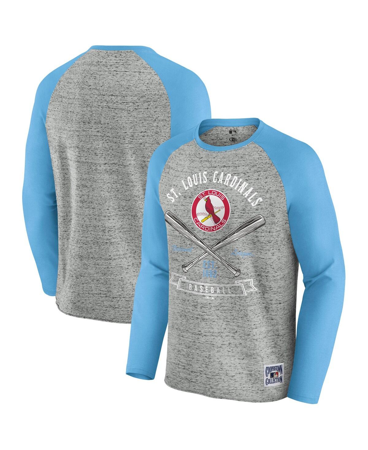 Men's Heather Gray St. Louis Cardinals Raw Edge Raglan Long Sleeve Baseball T-Shirt - Heather Gray