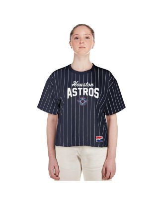 Women's Navy Houston Astros 2025 City Connect Boxy Pinstripe T-Shirt