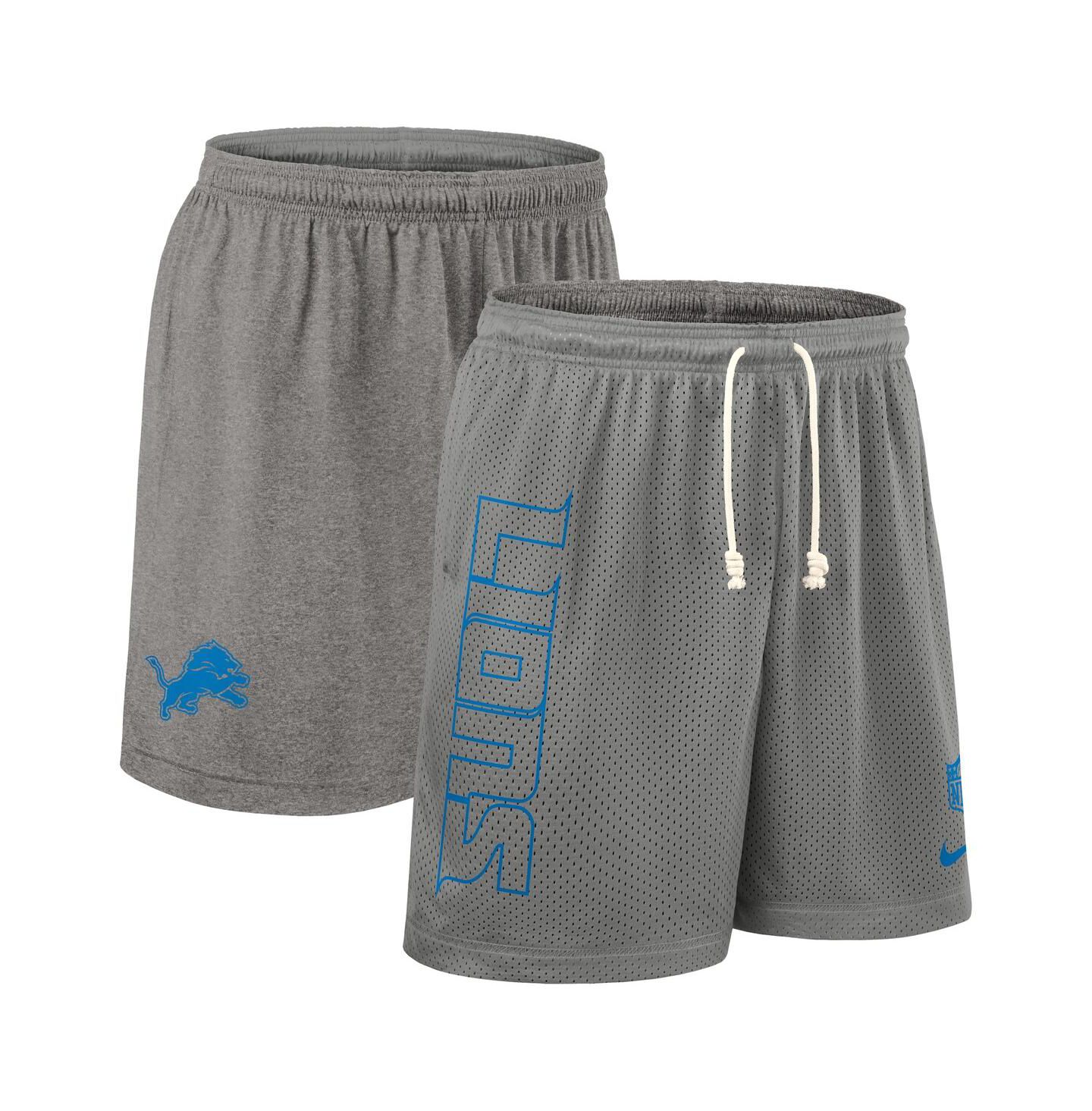 Мужские шорты Nike Gray Detroit Lions Sideline Reversible Performance — фото 1