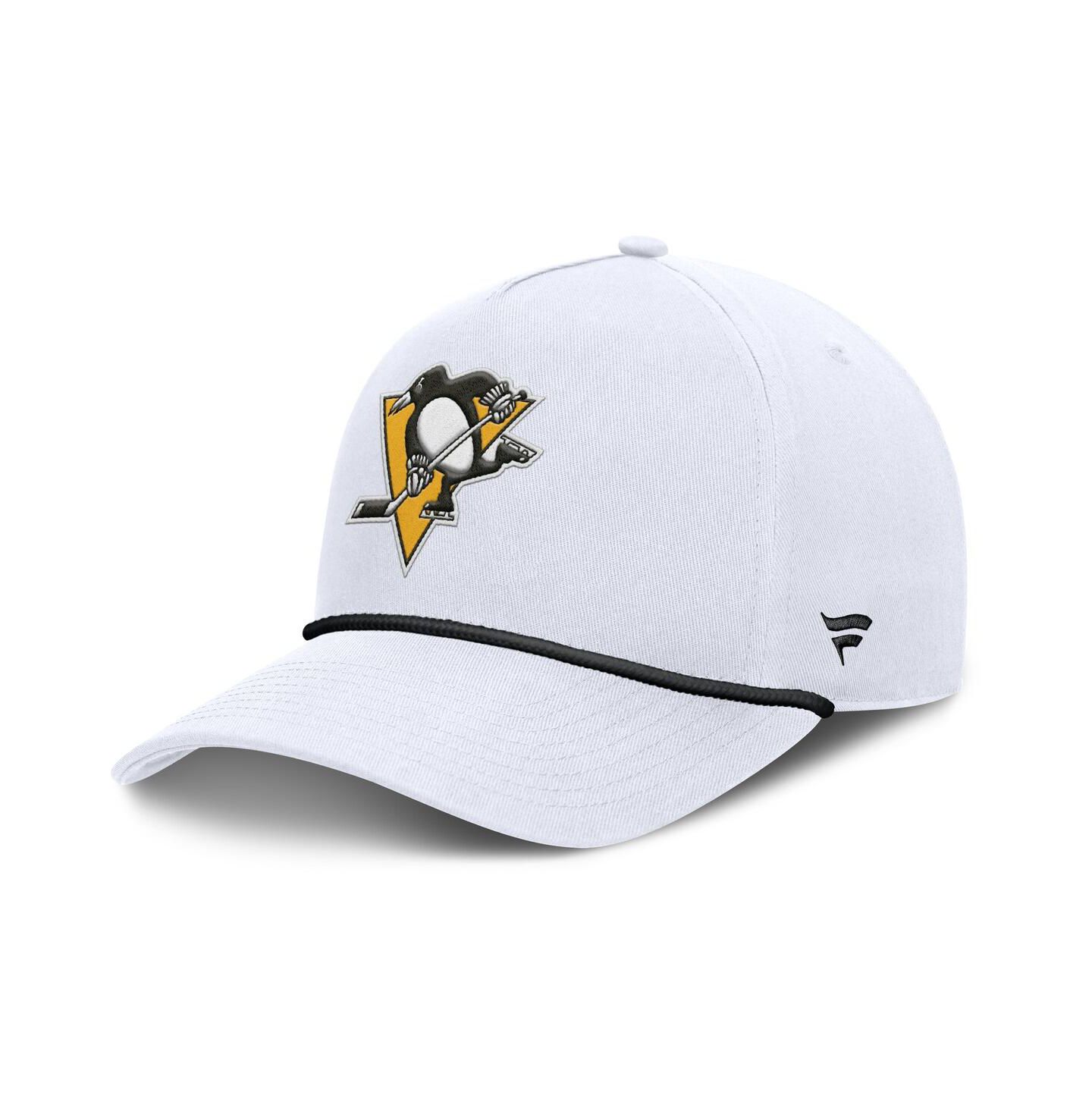 Мужская кепка Fanatics White Pittsburgh Penguins Rope A-Frame Adjustable Hat — фото 1