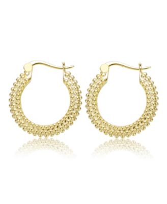 14K Gold Plated Ribbed Hoop Earrings