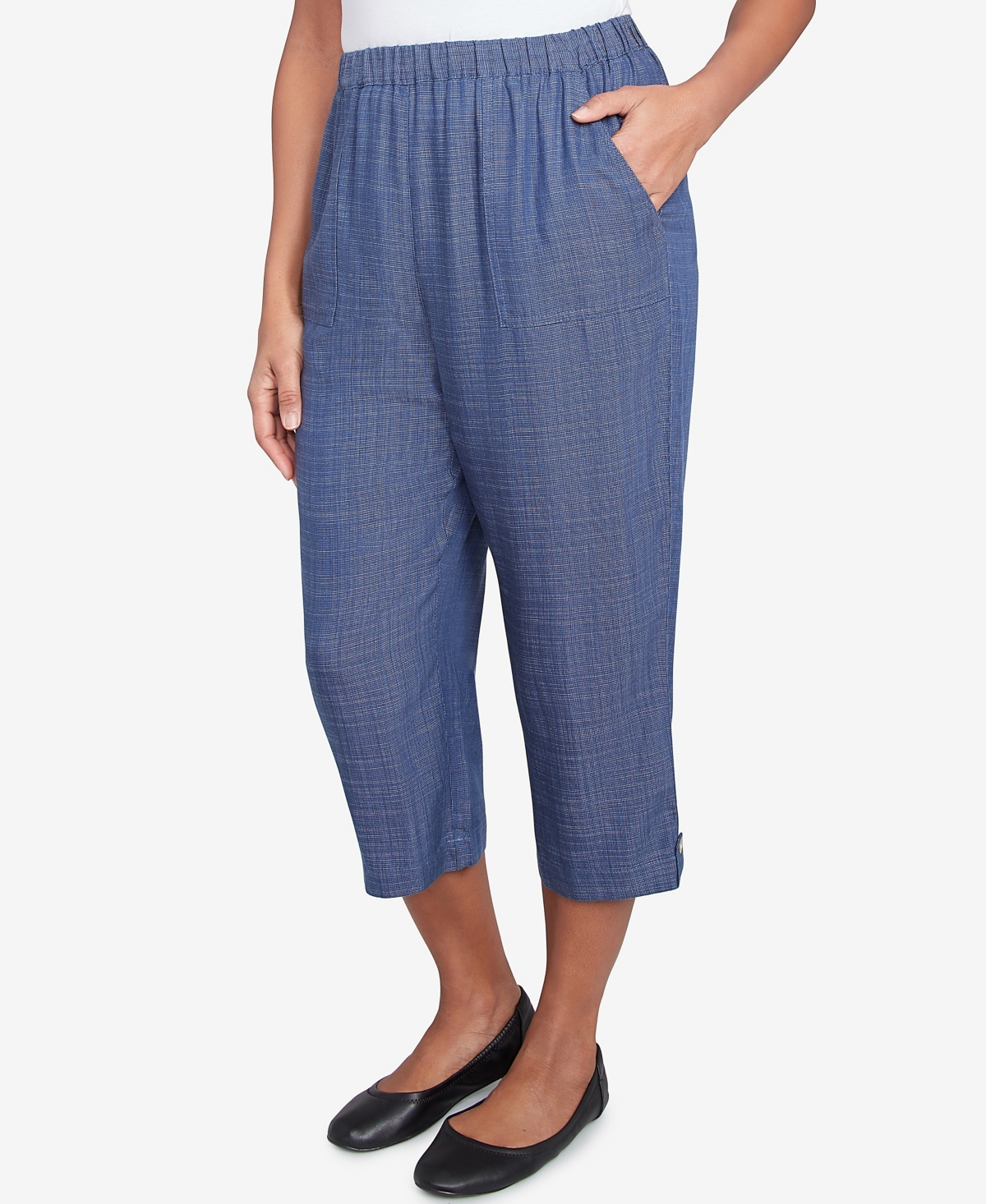 Alfred Dunner Petite Summer Solstice Relaxed Button Tab Capri