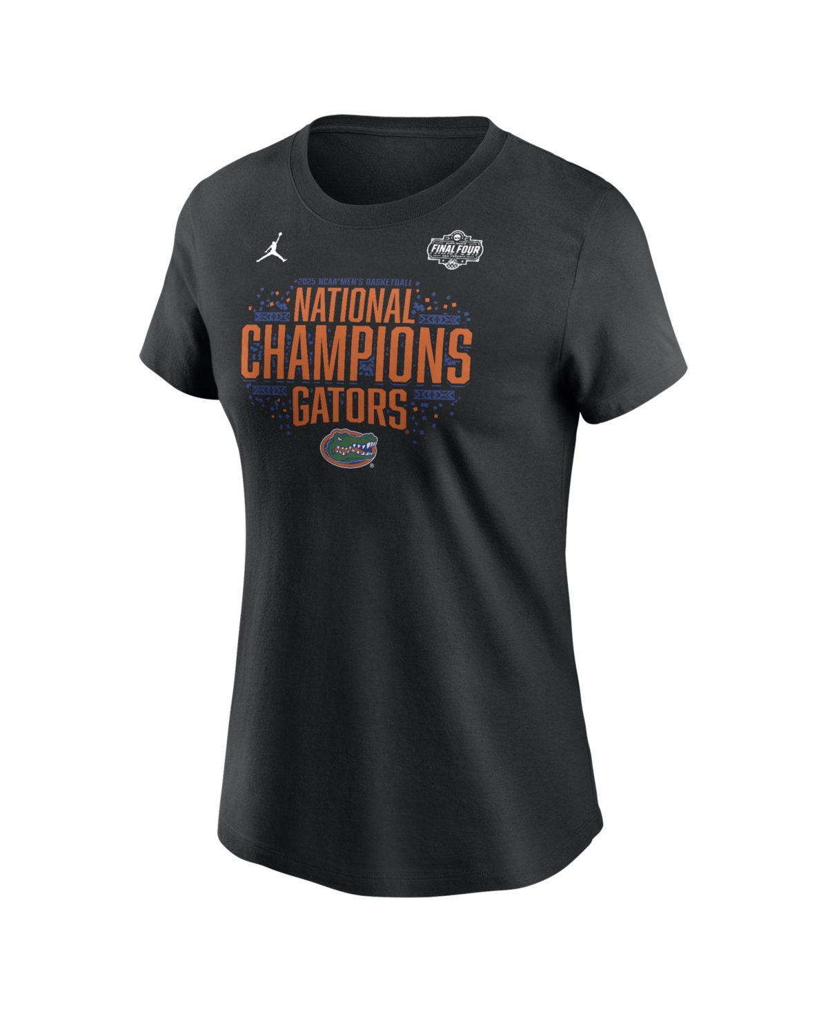 JORDAN WOMEN'S BLACK FLORIDA GATORS 2025 NCAA MEN'S BASKETBALL NATIONAL CHAMPIONS LOCKER ROOM T-SHIRT 