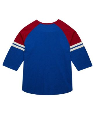 Men's Royal Atlanta Braves Cooperstown Collection Legendary Raglan Slub Henley 3/4-Sleeve T-Shirt