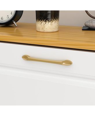 Wooden three-door natural shoe cabinet, multi-purpose shoe rack with adjustable shelves,cabinet foot,white