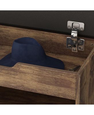 Shoe bench with shelves, natural wooden shoe rack with 3 storage compartments, Entryway Bench