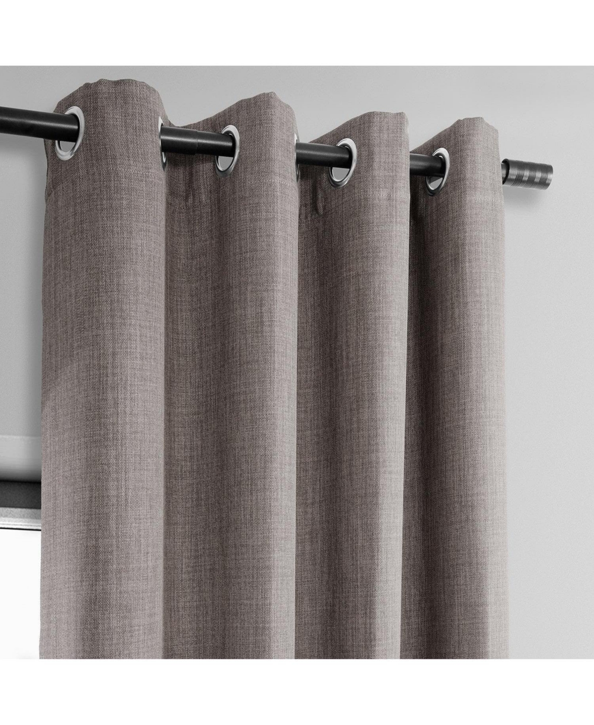 Half Price Drapes Grommet Textured Faux Linen Room Darkening Curtain In Brown