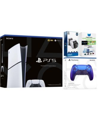 PlayStation 5 Slim Digital with Extra Volcanic Red Controller, Dual Charging Dock and MightySkins Game Pack Code