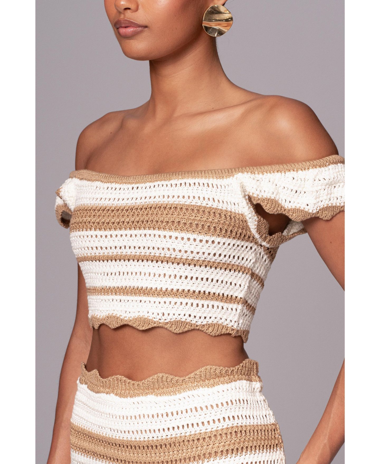 Женский комплект JLUXLABEL Corazon Ruffle Skirt Set, цвет: Бежевый — фото 6